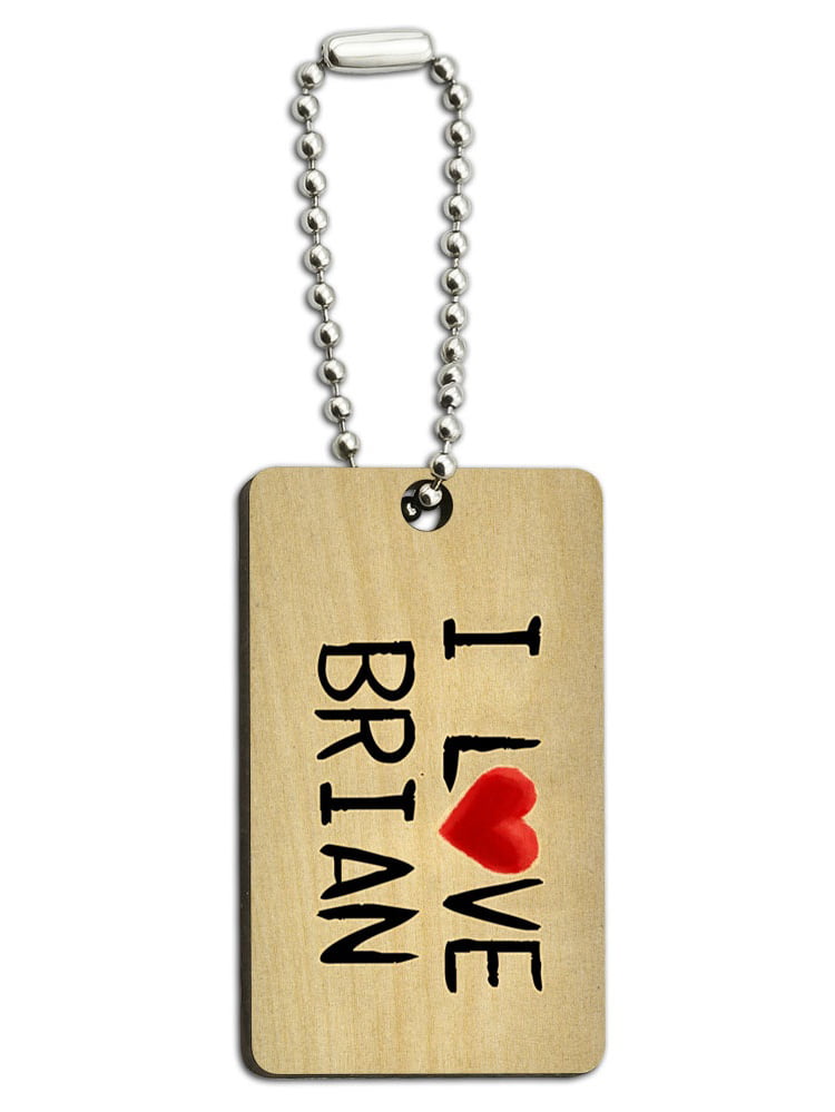 Graphics and More I Love Brian Written on Paper Wood Wooden Rectangle Key Chain 