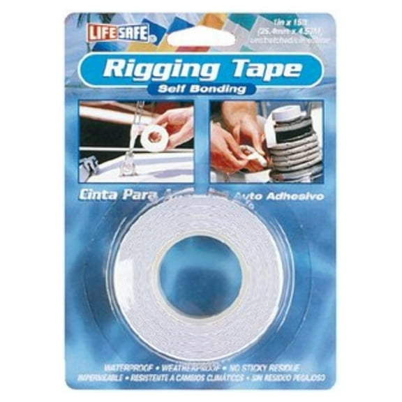 Rigging Tape 1" x 15' - Waterproof Marine Tape for Sails, Ropes & Lines - Self-Amalgamating Polyethylene Tape for Protective Covering, Emergency Repairs & Chafing Protection - White