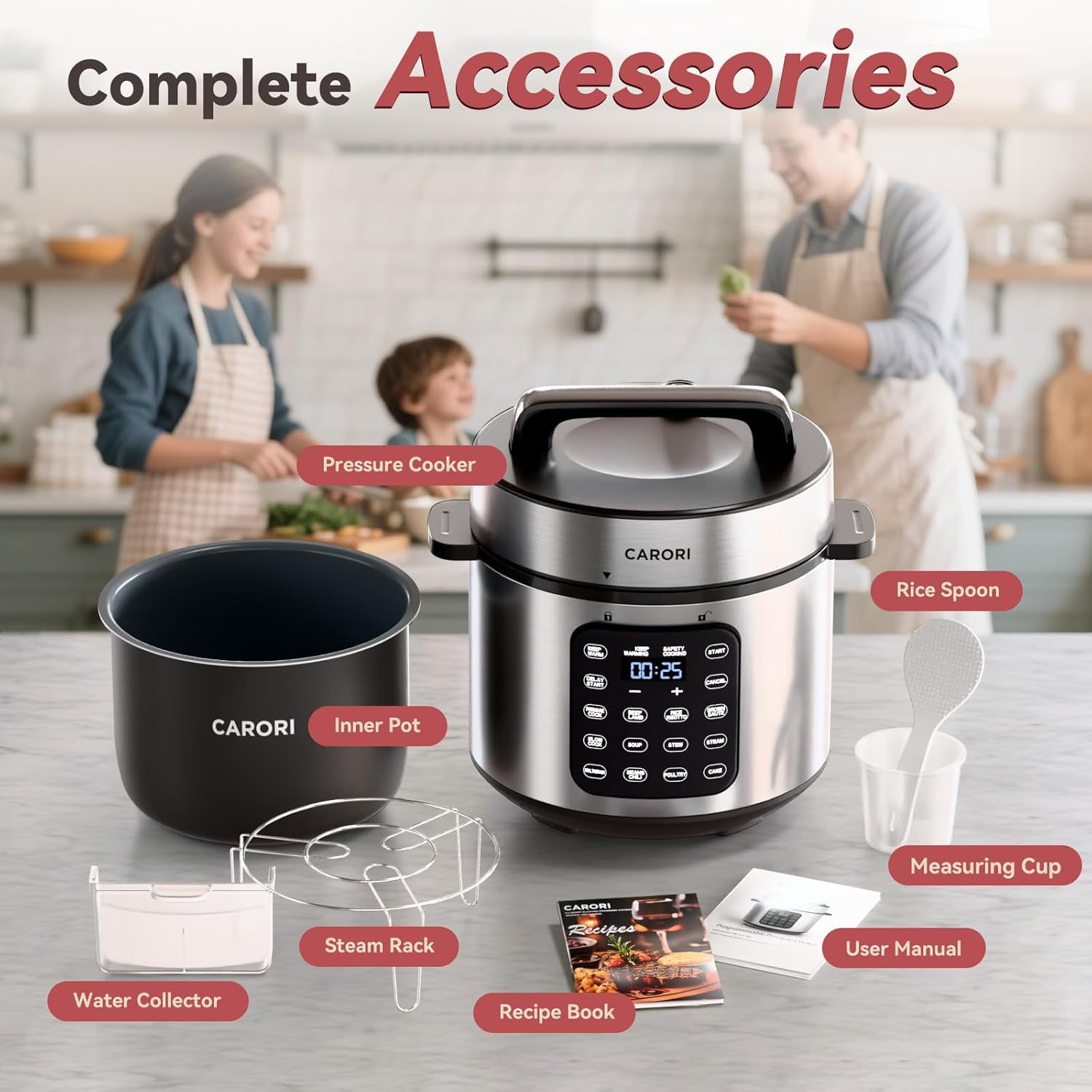 Electric Pressure Cooker 6 Qt, 9 Functions Programmable  with IMD Touchscreen, Rice Cook, Slow Cook, Steam, Sauté, Warm, 16+ Safety Features, 1000W Silver