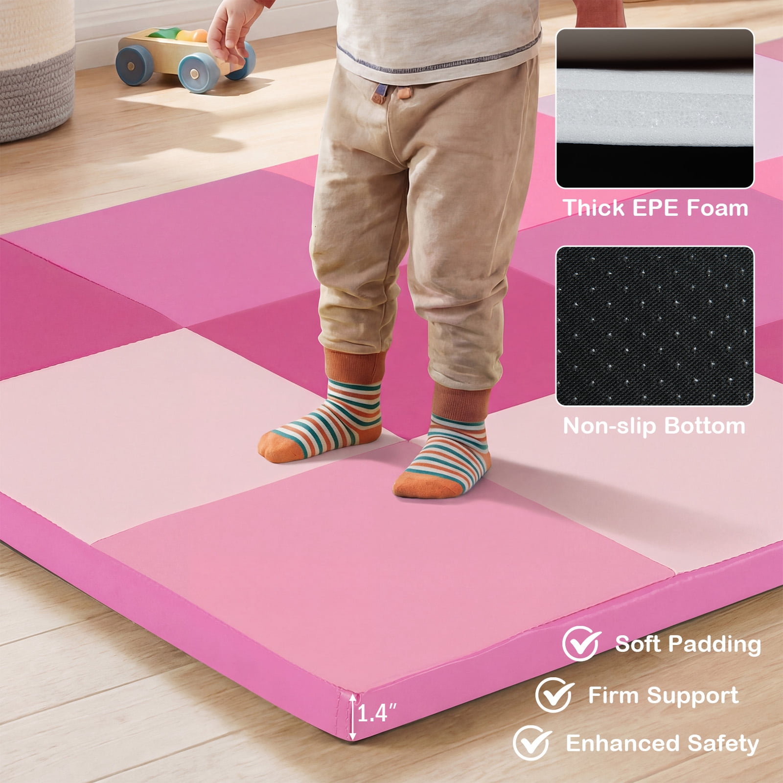 Gymax 58'' Toddler Foam Play Mat Baby Folding Activity Floor Mat Home School Daycare