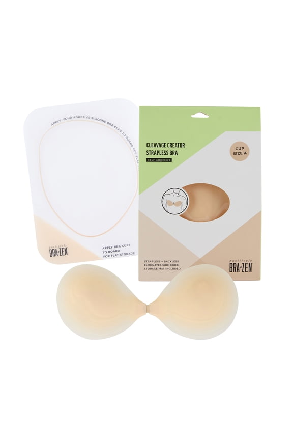 Womens Reusable Silicone Cleavage Creator Strapless Backless Bra, Adhesive Stick on Bra Cup Size A-D