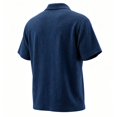 thumbnail image 7 of JTSRKL Mens Linen Short Sleeve Shirts Zip Collared Solid Lightweight Breathable Casual Tees Summer Business Vintage Relaxed Fit Tops Navy XXL, 7 of 7