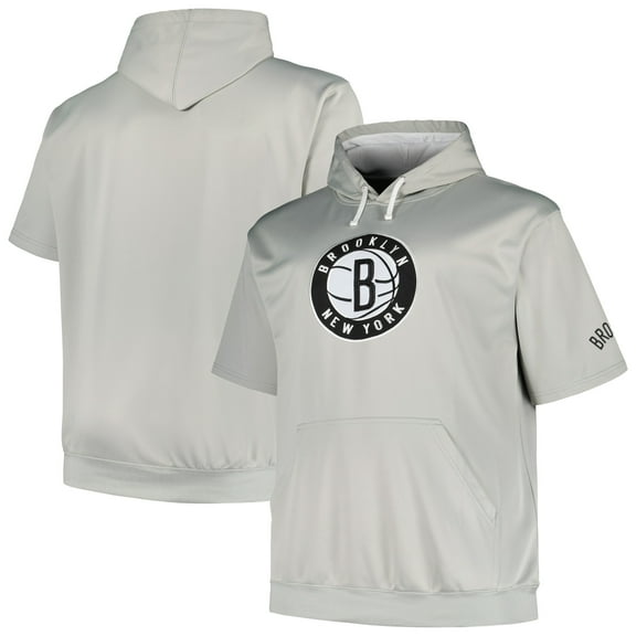 Men's Fanatics Silver Brooklyn Nets Big & Tall Logo Pullover Hoodie