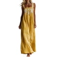 thumbnail image 2 of Wovilon Women's Square Neck Sleeveless Maxi Dress with Floral Embroidery, Loose Fit Cotton Linen Summer Long Dress for Beach Vacation and Daily Wear, 2 of 6