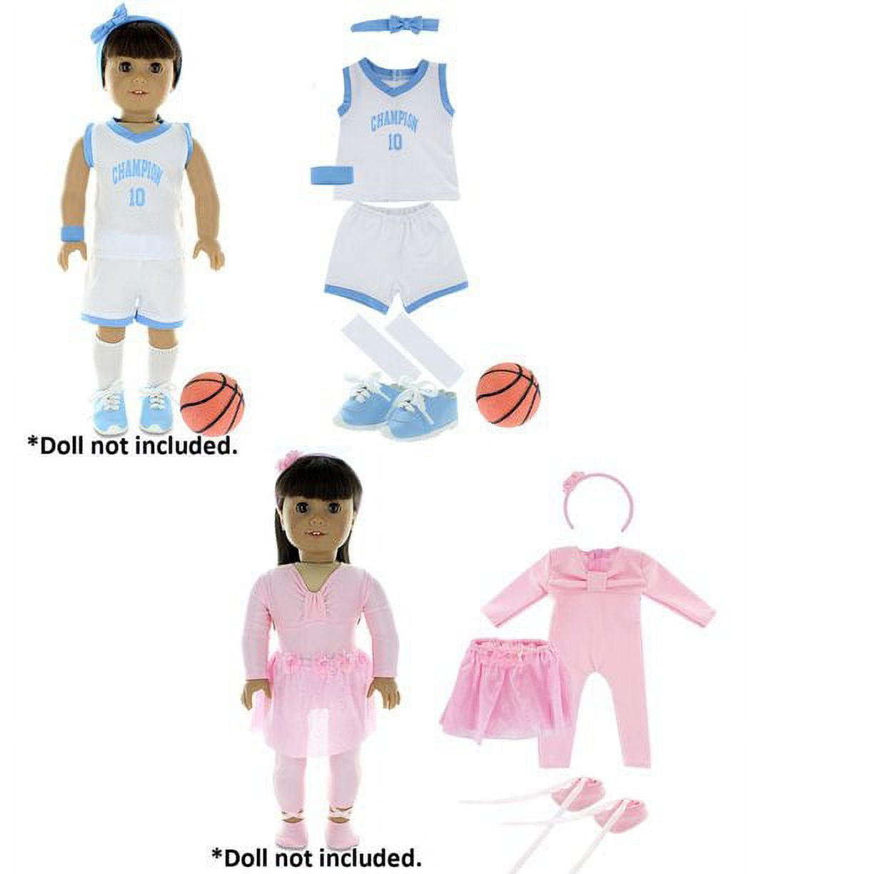 Doll Clothes - 8 Sports Outfit Mega Bundle Fits Clothing Sets Fits American Girl Doll Other 18 inch Dolls
