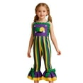 thumbnail image 4 of Mercatoo Toddler Girl Mardi Gr1s Outfit Overalls Baby Girls Striped Ruffl1 He1 Bell Bottom Rompe1 Carniva1 Suspender Jumpsuit, 4 of 4