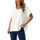 thumbnail image 4 of INSPIRAR CHIC Blusas de Lino para Mujeres, Camisetas de Manga Corta, Ropa Casual Básica de Verano, Blusa Suelta de Color Sólido 2XL Blanca, 4 of 6