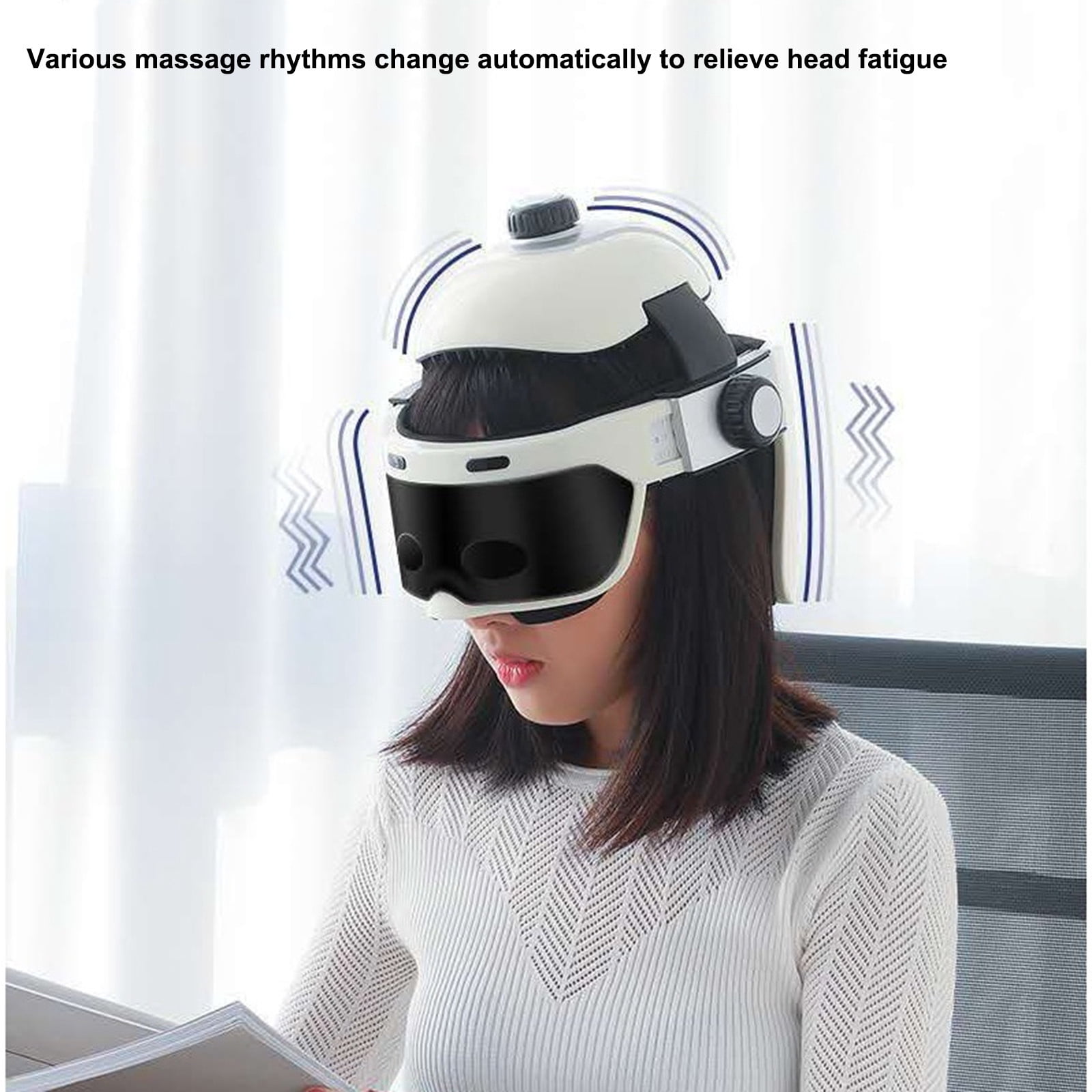 Uscallm under $5 Head Massager, Wireless Head Massager Helmet with Heat, Shiatsu Scalp Neck Massage, Relaxation Stress Relief Hat, Bluetooth Music Vibration Massager, Home Office Relaxation Device