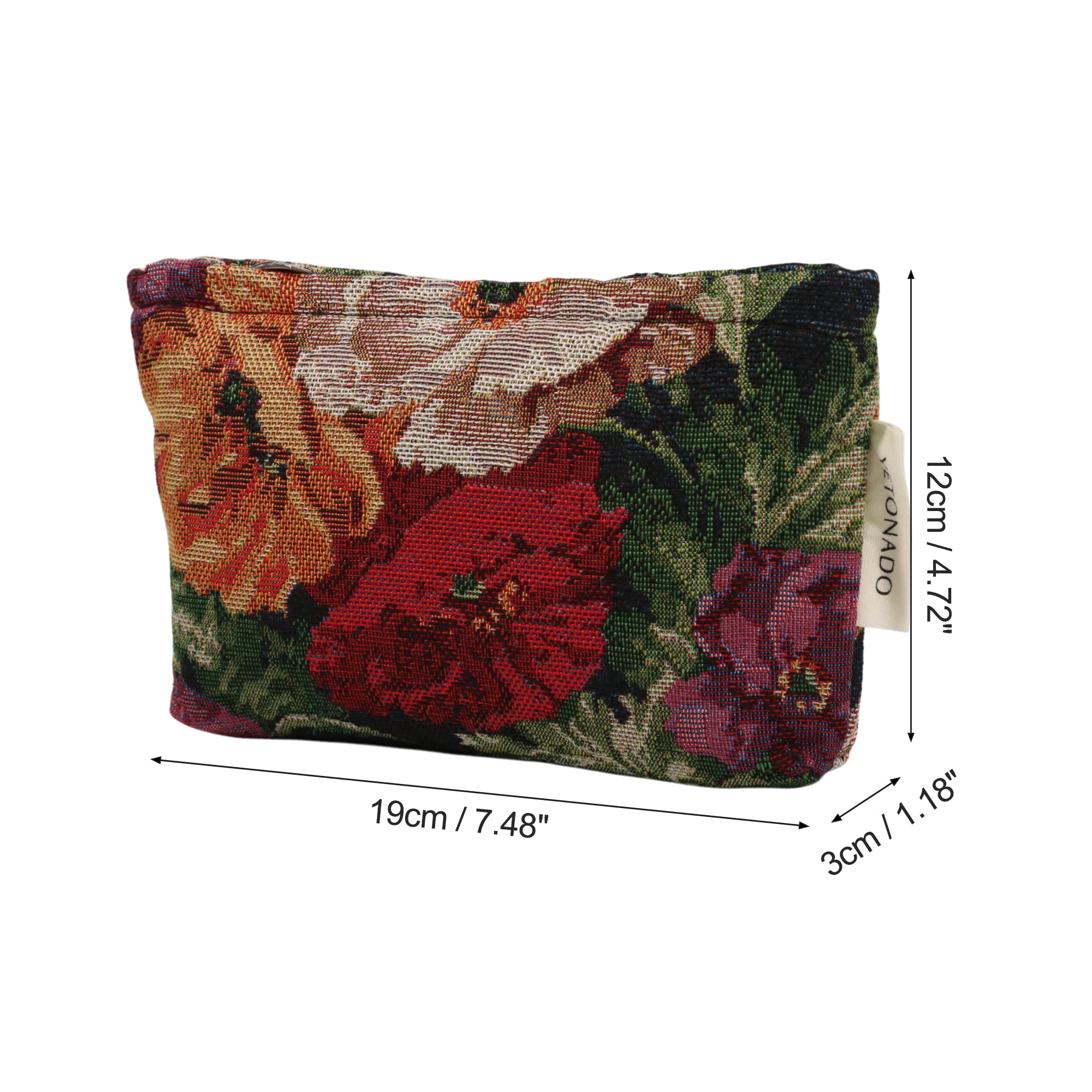 Unique Bargains 1 Pc Versatile Flower Handheld Makeup Bag Black Medium