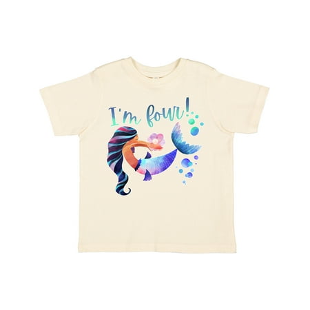 

Inktastic I m Four! 4th Birthday Pink and Blue Mermaid Gift Toddler Boy or Toddler Girl T-Shirt