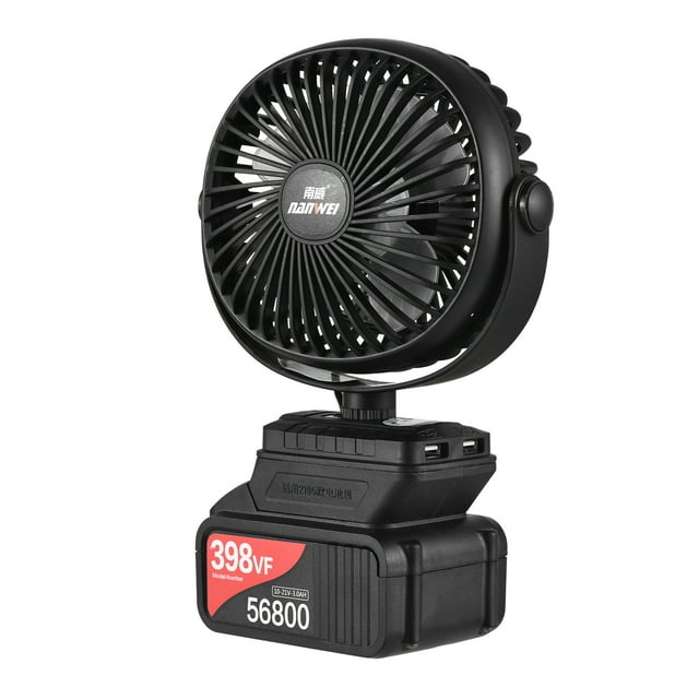 Yeacher Mini Portable Lithium Electric Fan Outdoor Camping Fan Low Noise 360°Rotatable Fan with Adjustable Angle LED Light Desktop Rechargeable Electric Fan 2 Speed Levels