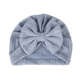thumbnail image 2 of THDHVS Baby Hat,Newborn HatsSolid Color Wheat Texture Baby Beanie with Bow Decor Soft Cotton Hair Accessory Hat for Infant Girls Blue Free Size, 2 of 3