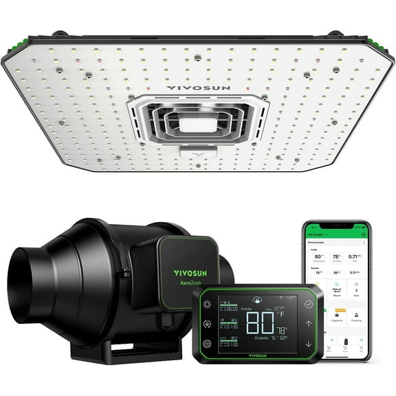 VIVOSUN AeroZesh 13" 100 W Uniform Airflow Smart Grow System with AeroLight, White and Black