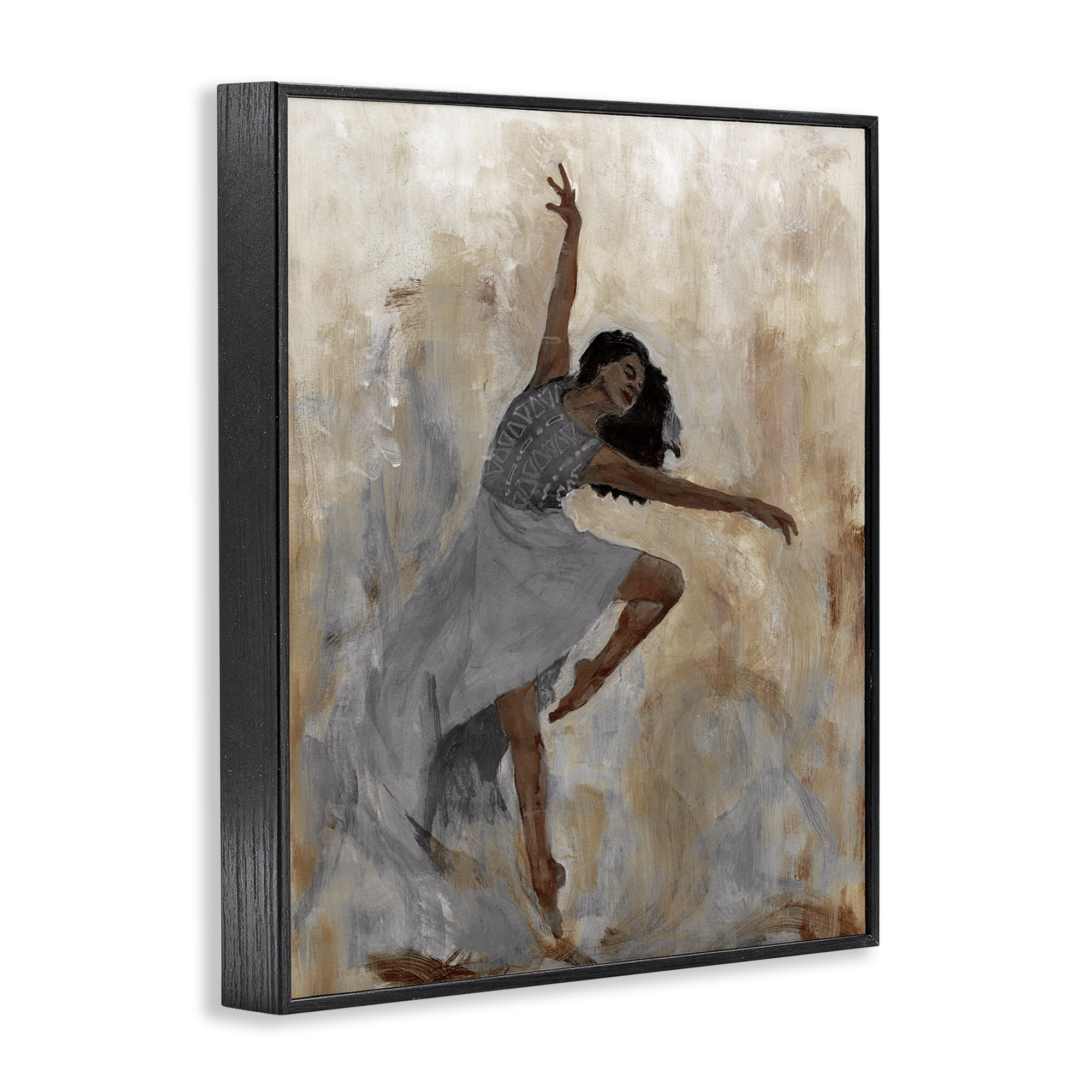 Stupell Industries Flowing Dancer Woman Novelty Painting Black Framed Art Print Wall Art, 16 x 20