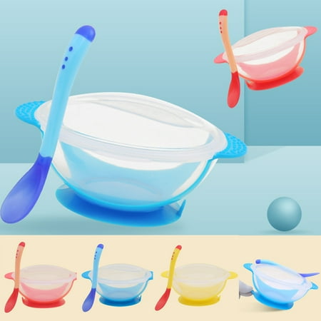 

Beechoice Baby Suction Bowl and Spoon Set Nonslip Spill Proof BPA-Free Feeding Bowls with Lids Self Feeding Training Storage Bowl Cutlery Travel Set Great Shower Gift for Infant Toddler