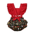thumbnail image 2 of Kmbangi Baby Girls Christmas Romper, Cartoon Printed Splicing Frilly Jumpsuit, 2 of 7