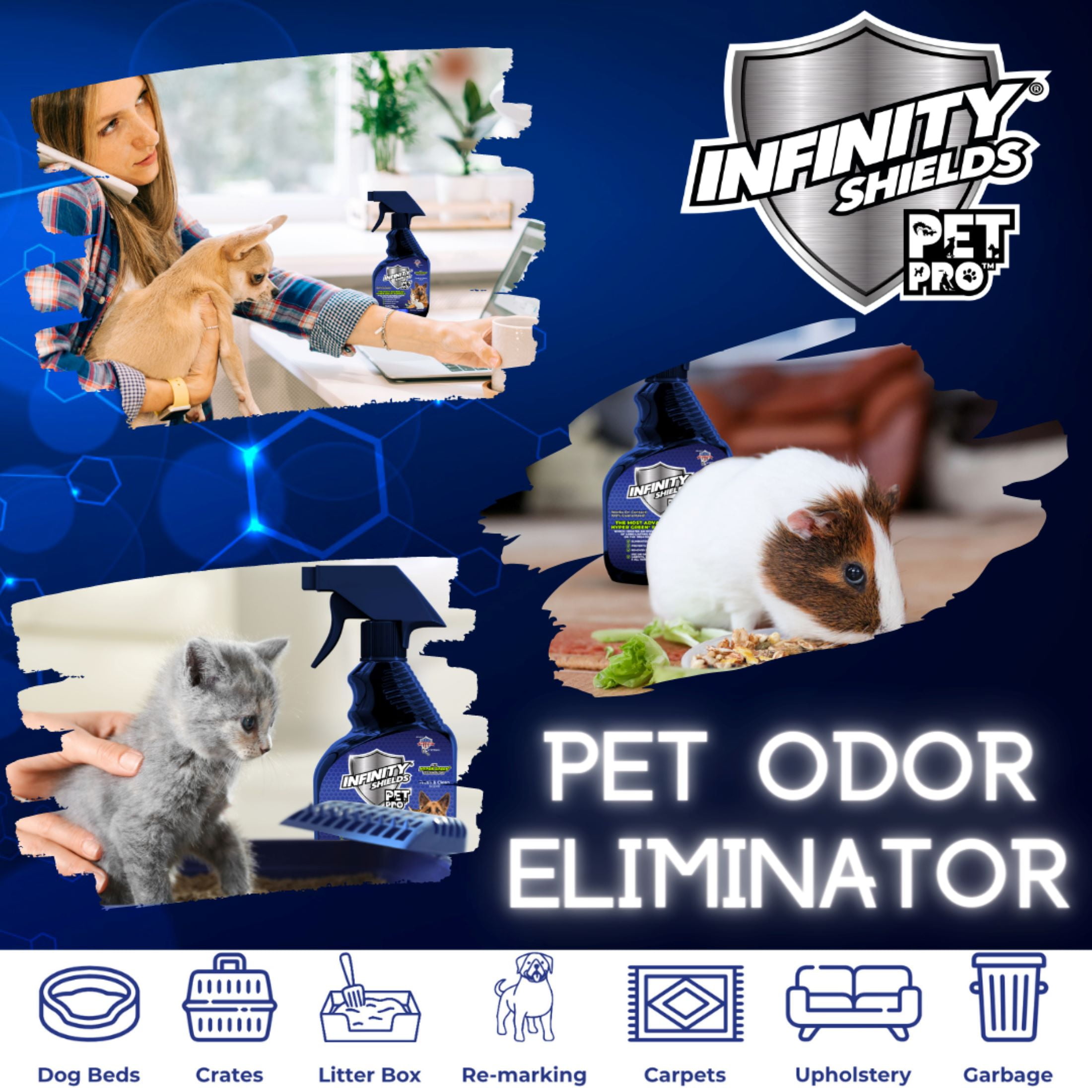 Infinity Shields PetPro, Pet-Safe, Odor Eliminator, Surface Protectant Spray, 1 Gallon W/ Remote Sprayer, Fresh & Clean Scented