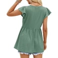 thumbnail image 4 of Kadahis Women's V Neck Sleeveless Ruffle Top Casual Pullover Blouse Shirt, 4 of 5