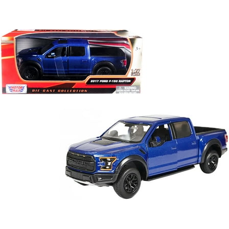 2017 Ford F-150 Raptor Pickup Truck Blue with Black Wheels 1/27 Diecast Model Car by Motormax