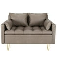 thumbnail image 4 of Yiwa Modern Faux Leather Button Tufted Lift-Up Storage Loveseat Couch, Dark Khaki, 4 of 7