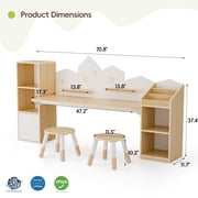 Guqiart Kids Desk and Chair Set with 5 Storage Cabinets, 71 Wooden Study Drawing Table with Bookshelves
