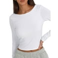 thumbnail image 4 of Blotona Women Long Sleeve Cropped T-shirt Casual Solid Color Backless Pullover Tops Streetwear Clubwear, 4 of 7