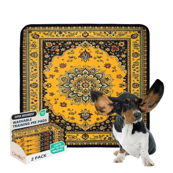 Almohadillas de adiestramiento para perros Qeils, paquete de 2 unidades, 91 x 91 cm, lavables y antideslizantes