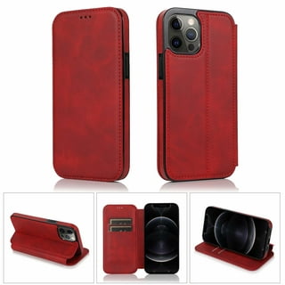 SHIELDON iPhone 13 Pro Max Wallet Case, iPhone 13 Pro Max Genuine Leather  Cover - Red