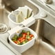 thumbnail image 3 of Colador colgante para fregadero de cocina | Separador de residuos de alimentos | Acero inoxidable y plástico | Lavador y escurridor de frutas y verduras | Diseño colgante que ahorra espacio | Fácil, 3 of 5