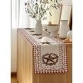 thumbnail image 5 of Table Runner 72 Inches Long for Kitchen Dining, Western Texas Star Vintage Dresser Scarf Farmhouse, Dining Table Decorations for Wedding/Parties, Rustic Wreath Red Beige Plaid 14 x 72 In, 5 of 8