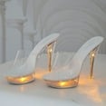 thumbnail image 6 of YUHAOTIN Silver High Heels for Women Wide Feet Ultra High Transparent Sexy High Heeled Colorful Light Electrified High Heeled Light Shoes Stiletto Heels for Women Open Toe Womens Strappy Sandals Heels, 6 of 6