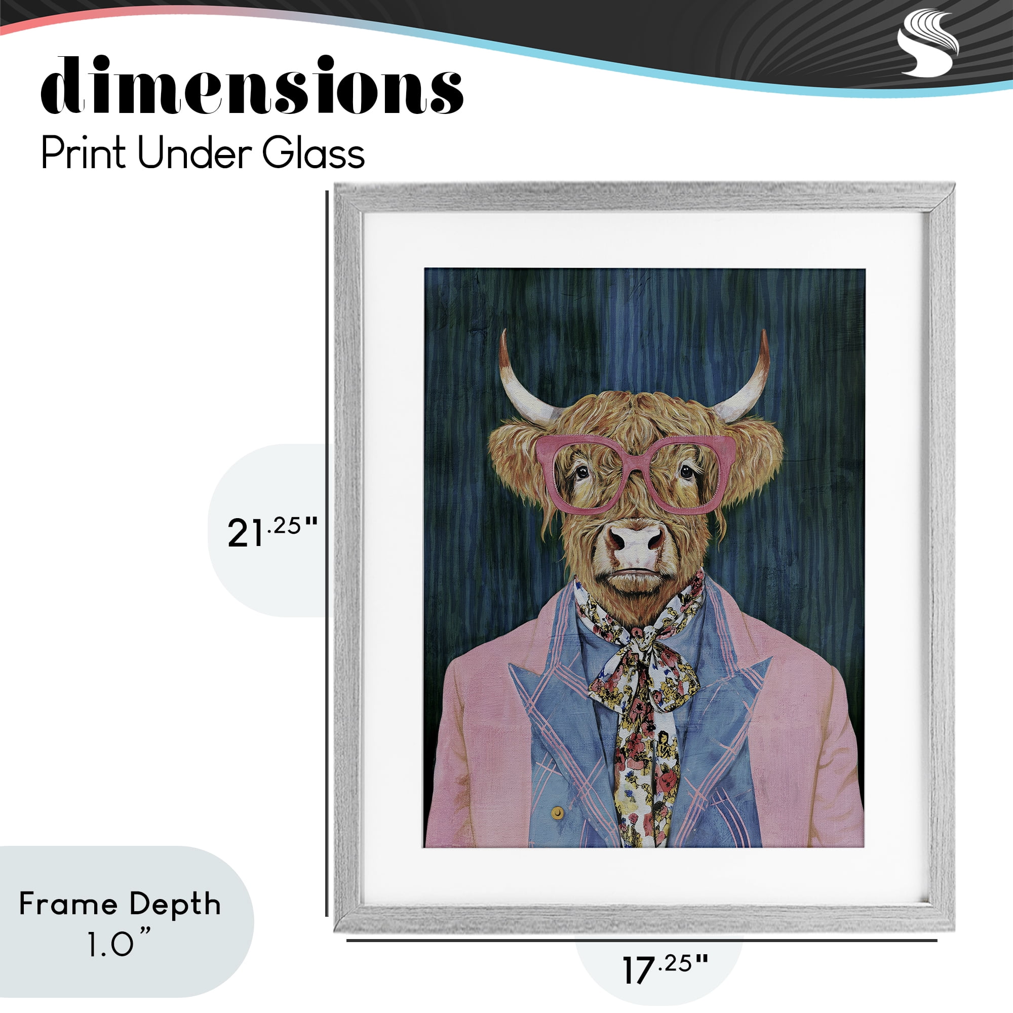 Stupell Industries Gentle Bull Portrait Gray Framed Print Under Glass, design by Svetlana Aleynikova