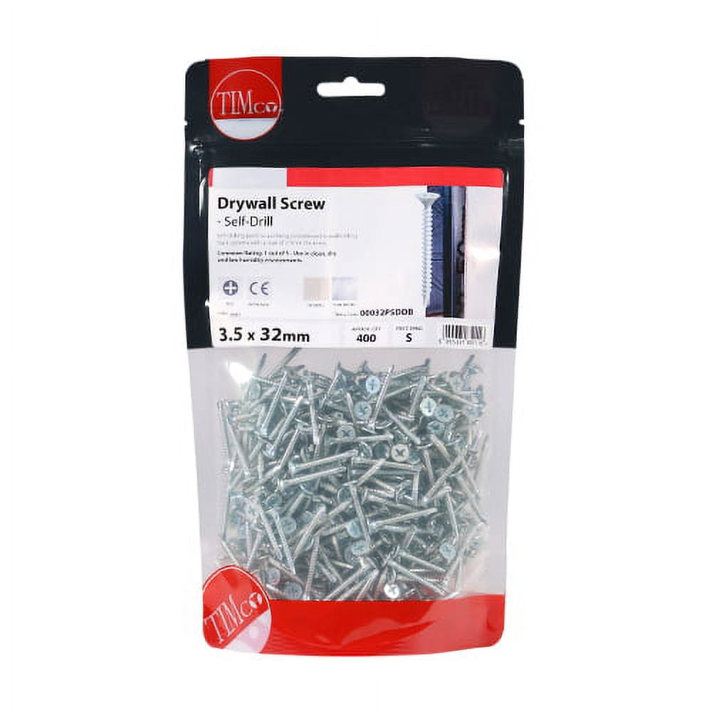 Timco - Drywall Screws - PH - Bugle - Self Drilling - Zinc (Size 3.5 x 32 - 400 Pieces)