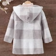 thumbnail image 5 of Winter Warm Plaid Jackets for Kids Boys Girls Open Front Hooded Cardigan Trendy Fuzzy Fleece Outerwear New Waterproof Jackets for Girl Gray 90, 5 of 6