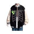 thumbnail image 2 of TRKIYQC Abrigo para Adultos, Chaqueta de béisbol Suelta de Manga Larga en Color de Contraste con Cremallera para Primavera Otoño TRKIYQC moda, 2 of 7