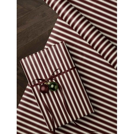 Classic Red Striped Christmas Wrapping Paper. Vintage Striped Holiday Gift Wrap. Elegant Christmas Gift Wrap. Traditional Retro Gift Wrap 23*58