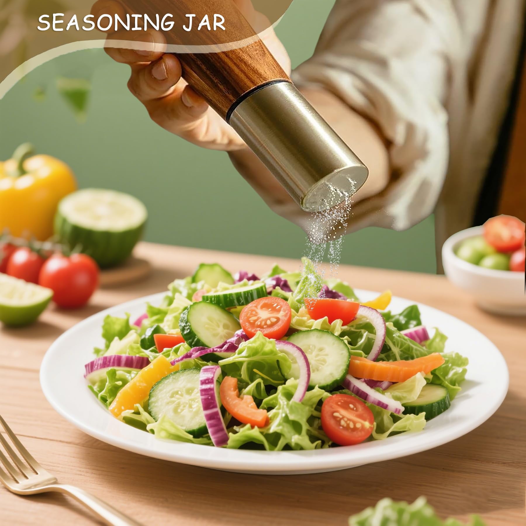 2pcs Salt and Pepper Grinder Set, Acacia Wooden Pepper Grinder with Adjustable Coarseness, Refillable Ceramic Blade Grind,Gold Pepper Mill for Kitchen