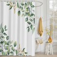 thumbnail image 3 of Shower Curtain Spring Eucalyptus Leaves Shower Curtains for Bathroom Decor, Waterproof Polyester Shower Curtain Set with Hooks, Extra Long 72" x 78" Green Leaf White, 3 of 9