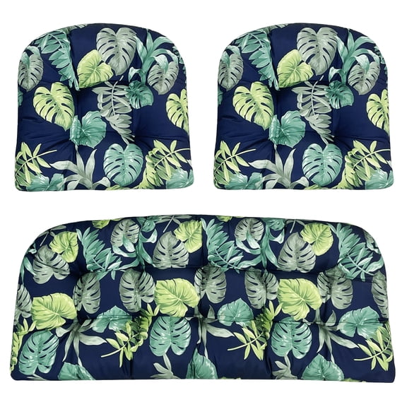 Eurhowing Outdoor Wicker Chair Cushions 3-Piece, Waterproof Tufted Patio Furniture Cushions, U-Shaped Seat Cushions for Sofa Bench Settee Couch
