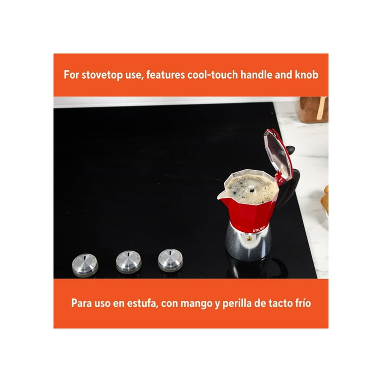 IMUSA, 6 Cup Cast Aluminum Stovetop Coffeemaker, Red Top - Walmart.com