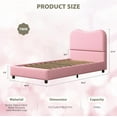 thumbnail image 2 of Pink Twin Bed Frame with Upholstered Headboard, Low Profile Sturdy Platform Bed with Soft Boucle Fabric and , Heavy Duty, Wooden Slats, Noise Free, No Box Spring Needed, 2 of 8