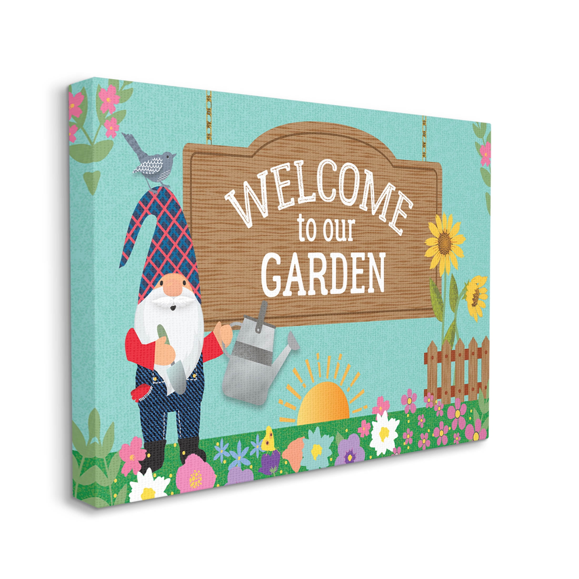 Welcome To Our Garden Gnome Fairy Tales & Fantasy Graphic Art Gallery Wrapped Canvas Print Wall Art