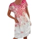thumbnail image 1 of Gibobby Vestido de Verano para Mujer Vestido de bolsillo de manga corta con cuello redondo estilo occidental con estampado floral casual para mujer(Rosa,G), 1 of 5