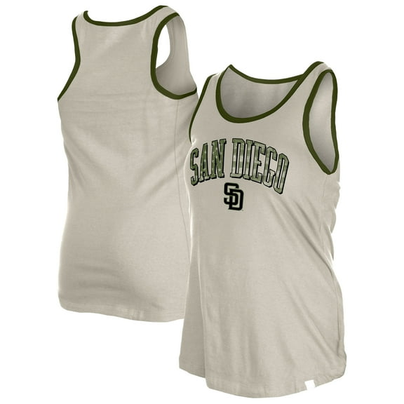 Women's-New Era  Cream San Diego Padres Armed Forces Tank Top