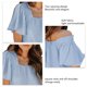 thumbnail image 4 of Camisa informal holgada con escote cuadrado y mangas abullonadas para mujer, cómoda para verano, azul, talla XL, blusa de manga corta con dobladillo fluido, 4 of 5