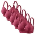 thumbnail image 2 of 5 Pack Traditional Lightly Padded Bras - Womens Solid Color Everyday Comfortable Soft Breathable Fabric Wirefree Daily Casual Underwear Ladies Lingerie Wine, 2 of 6