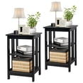 thumbnail image 2 of 2 PC 3-tier Side Table Nightstand End Table W/ Baffles & Round Corners Black, 2 of 12