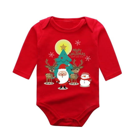 

TIREOW Lightweight Kids Bodysuit Xmas Baby Boys Girls Letter Cute Cartoon Long Sleeve Romper Outfit Christmas Clothes Fashionable Athleisure Clothes(18-24 Months AC)