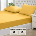 thumbnail image 3 of 700 Thread Count 3 Piece (1- Fitted Sheet + 2- Pillow cover) Quality 10 Inch Deep Pocket 100% Egyptian Cotton Color Gold Solid Size California King, 3 of 6