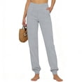thumbnail image 4 of iHPH7 Women's Cotton Linen Jogger Pants High Rise - Relaxed Tapered Fit Cuffed Ankles Pockets Breathable Casual Summer Lounge Lightweight Comfortable Travel Everyday Style Light Gray XXL, 4 of 8